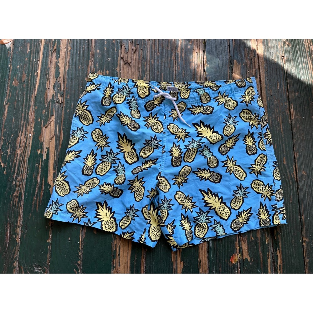 Franks Mens Blue Pineapple Print Swim Trunks Mesh Lined Board Shorts A4003